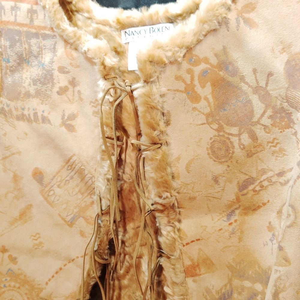 Nancy bolen city girl faux leather and fur  vest